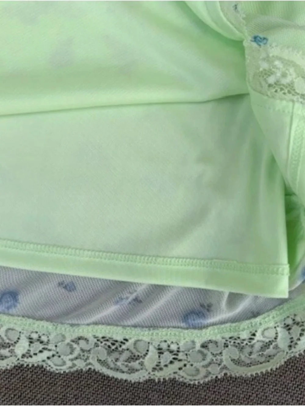 NWT Wild Fable Mint Green Summer Slip Dress with Blue Flowers + Lace Trim, sz S